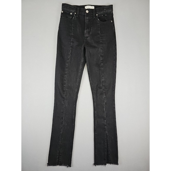 Abercrombie & Fitch Denim - Abercrombie & Fitch Jeans Women's 26x31 Black The Skinny High Rise Split Raw Hem